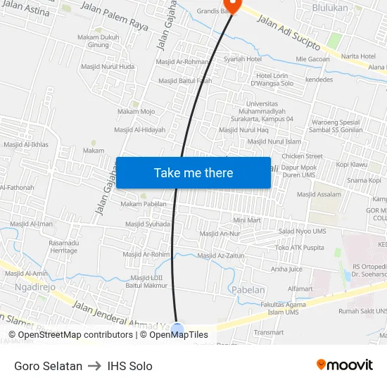 Goro Selatan to IHS Solo map