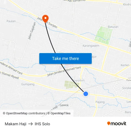 Makam Haji to IHS Solo map