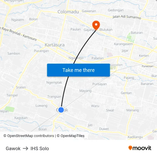Gawok to IHS Solo map