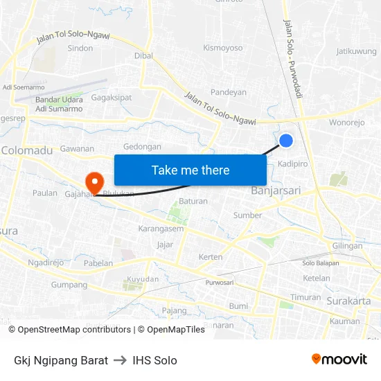 Gkj Ngipang Barat to IHS Solo map