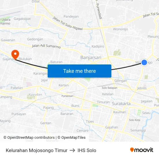 Kelurahan Mojosongo Timur to IHS Solo map