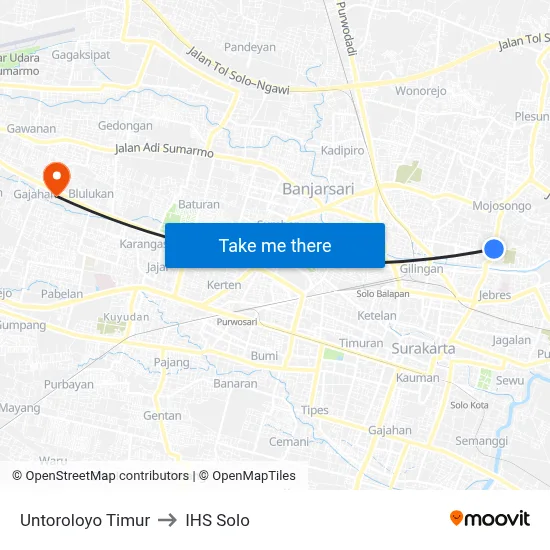 Untoroloyo Timur to IHS Solo map