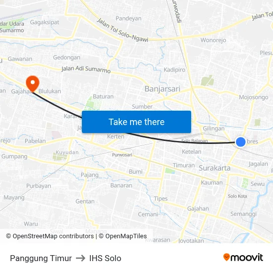 Panggung Timur to IHS Solo map