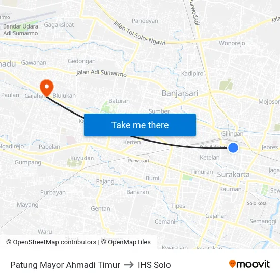 Patung Mayor Ahmadi Timur to IHS Solo map