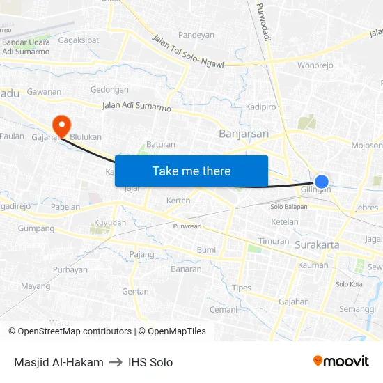 Masjid Al-Hakam to IHS Solo map