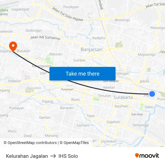 Kelurahan Jagalan to IHS Solo map
