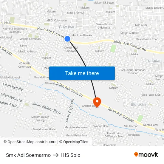 Smk Adi Soemarmo to IHS Solo map