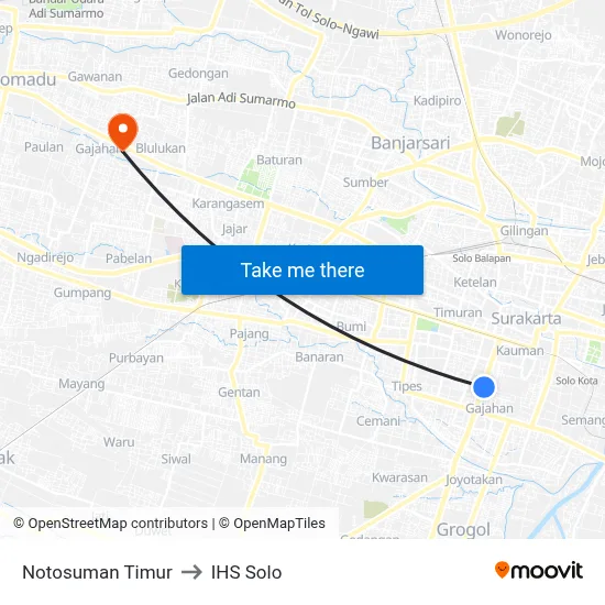 Notosuman Timur to IHS Solo map
