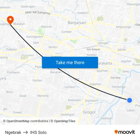 Ngebrak to IHS Solo map