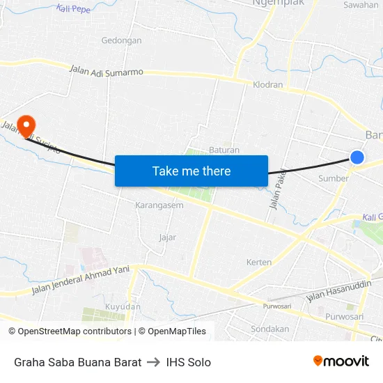 Graha Saba Buana Barat to IHS Solo map
