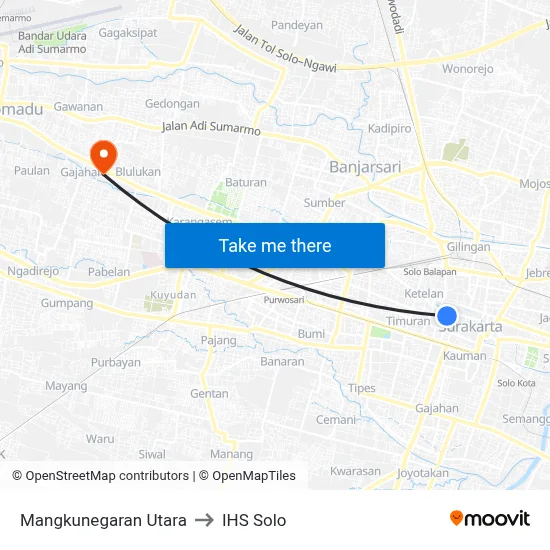 Mangkunegaran Utara to IHS Solo map