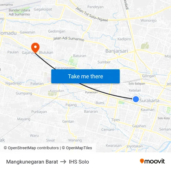 Mangkunegaran Barat to IHS Solo map
