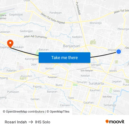 Rosari Indah to IHS Solo map
