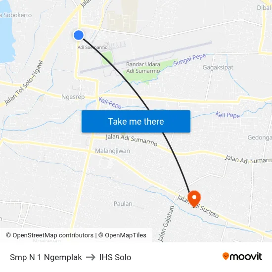 Smp N 1 Ngemplak to IHS Solo map