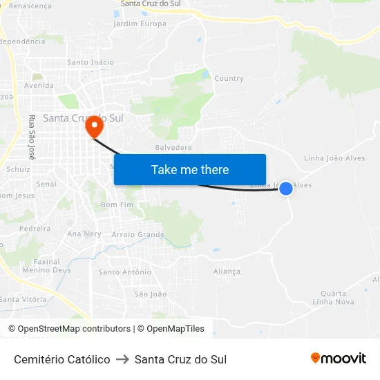 Cemitério Católico to Santa Cruz do Sul map