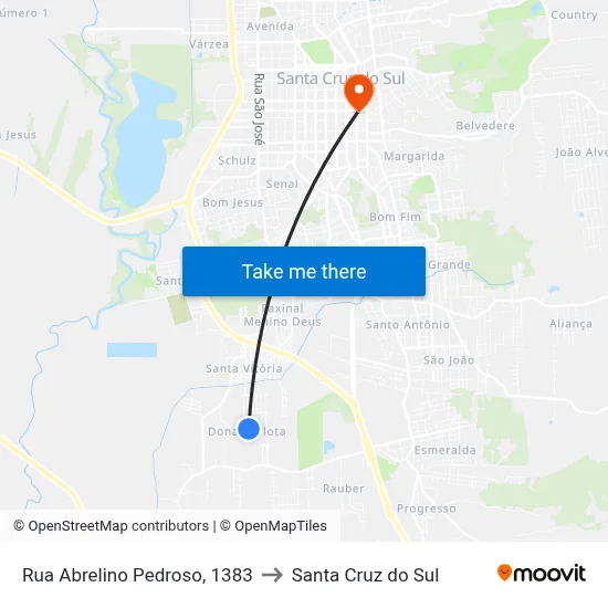 Rua Abrelino Pedroso, 1383 to Santa Cruz do Sul map