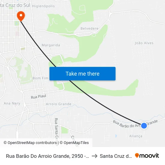 Rua Barão Do Arroio Grande, 2950 - Aliança II to Santa Cruz do Sul map
