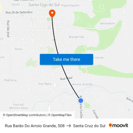 Rua Barão Do Arroio Grande, 508 to Santa Cruz do Sul map