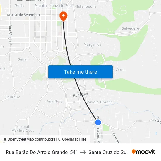 Rua Barão Do Arroio Grande, 541 to Santa Cruz do Sul map