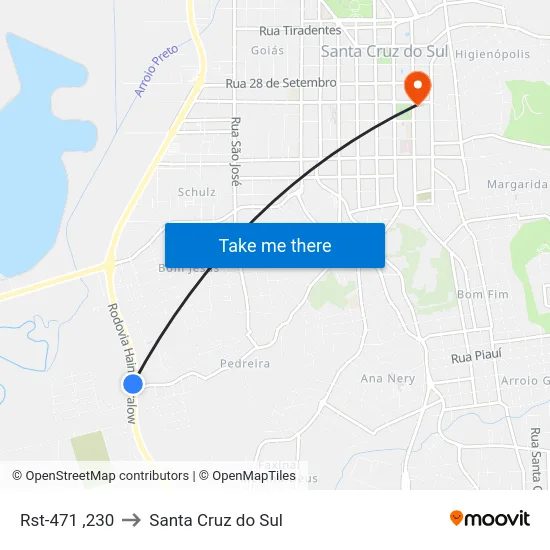 Rst-471 ,230 to Santa Cruz do Sul map