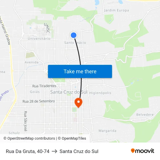 Rua Da Gruta, 40-74 to Santa Cruz do Sul map