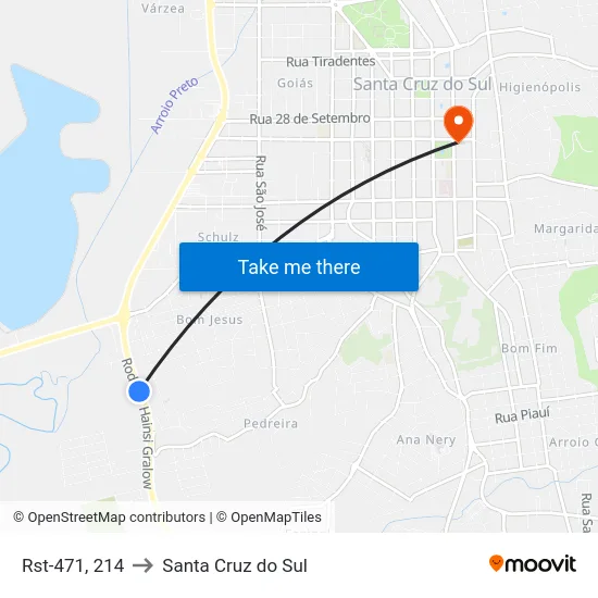 Rst-471, 214 to Santa Cruz do Sul map