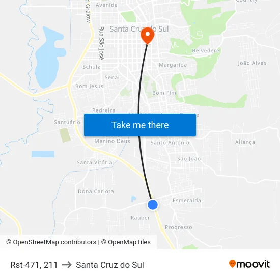 Rst-471, 211 to Santa Cruz do Sul map
