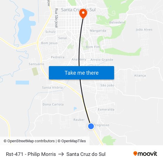 Rst-471 - Philip Morris to Santa Cruz do Sul map