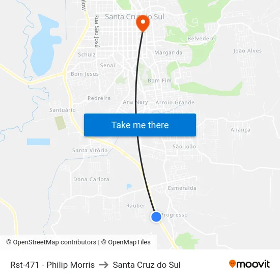 Rst-471 - Philip Morris to Santa Cruz do Sul map