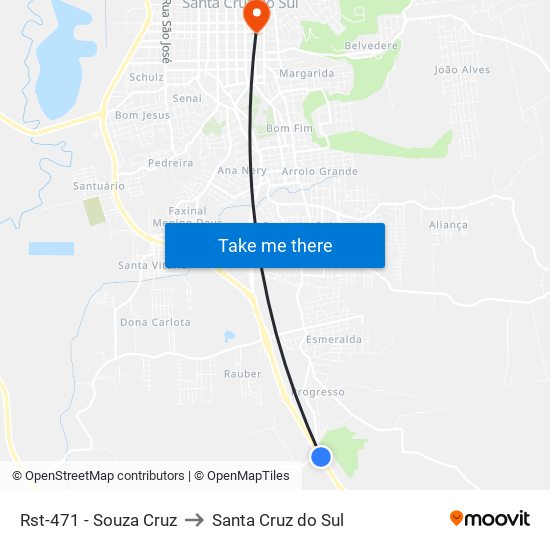 Rst-471 - Souza Cruz to Santa Cruz do Sul map