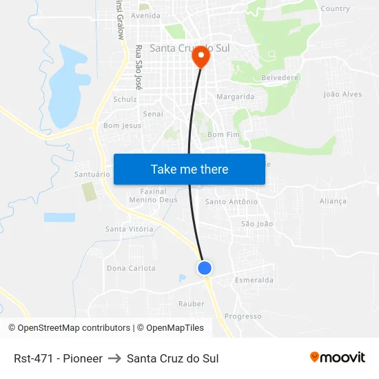 Rst-471 - Pioneer to Santa Cruz do Sul map