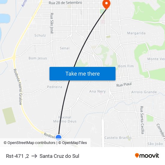 Rst-471 ,2 to Santa Cruz do Sul map