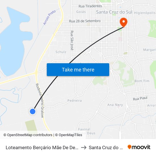 Loteamento Berçário Mãe De Deus to Santa Cruz do Sul map