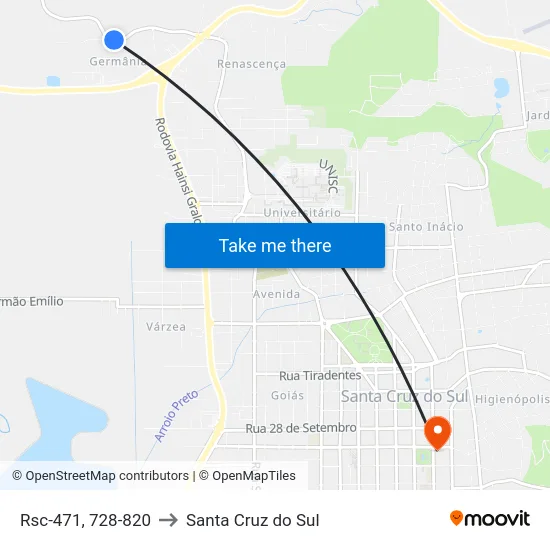 Rsc-471, 728-820 to Santa Cruz do Sul map