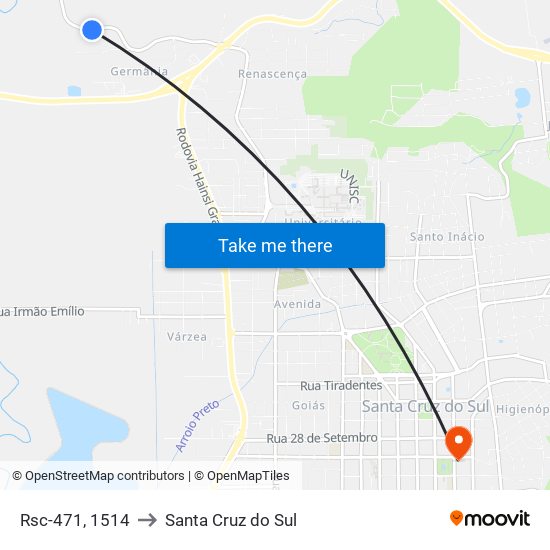 Rsc-471, 1514 to Santa Cruz do Sul map