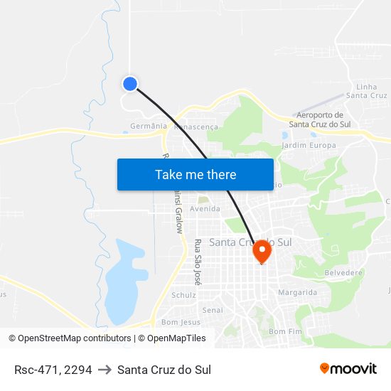 Rsc-471, 2294 to Santa Cruz do Sul map