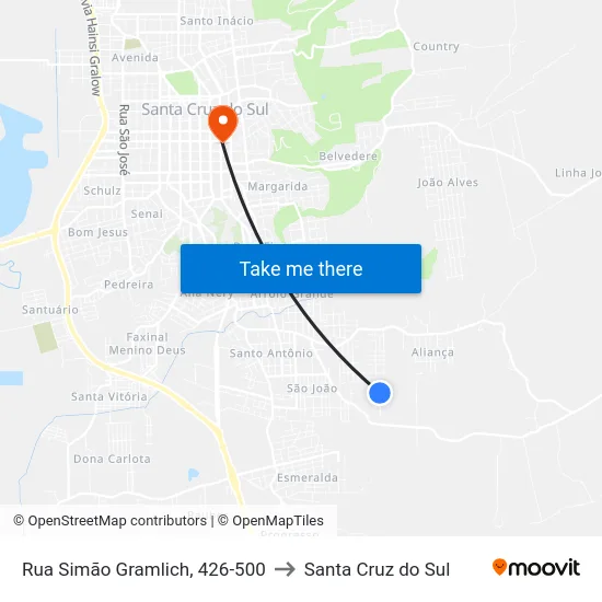 Rua Simão Gramlich, 426-500 to Santa Cruz do Sul map