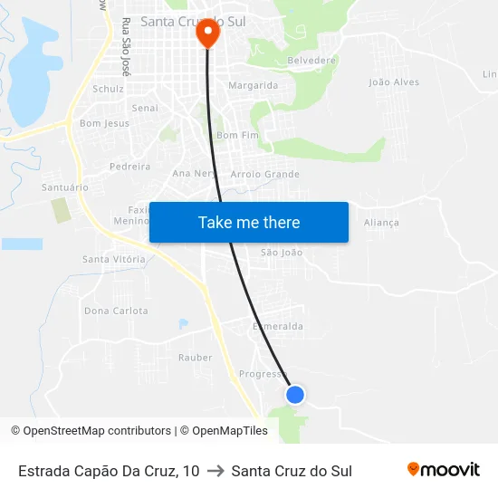 Estrada Capão Da Cruz, 10 to Santa Cruz do Sul map