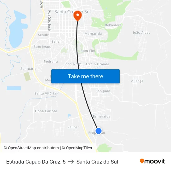 Estrada Capão Da Cruz, 5 to Santa Cruz do Sul map