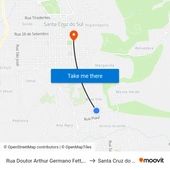 Rua Doutor Arthur Germano Fett, 604 to Santa Cruz do Sul map