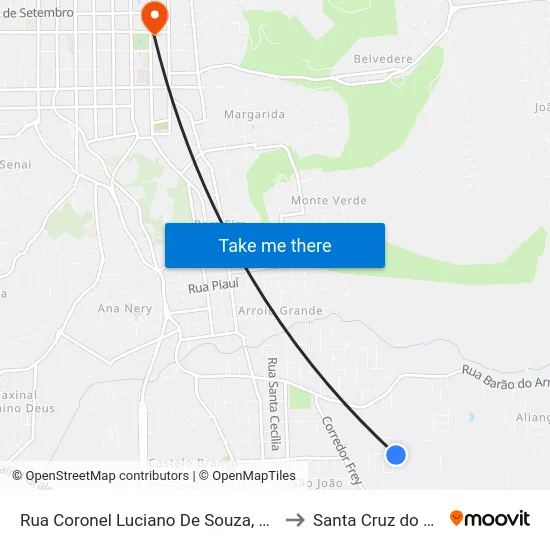 Rua Coronel Luciano De Souza, 165 to Santa Cruz do Sul map