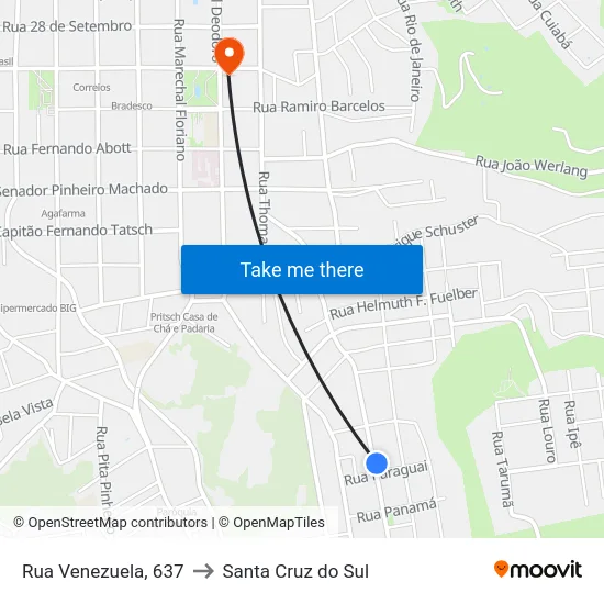 Rua Venezuela, 637 to Santa Cruz do Sul map