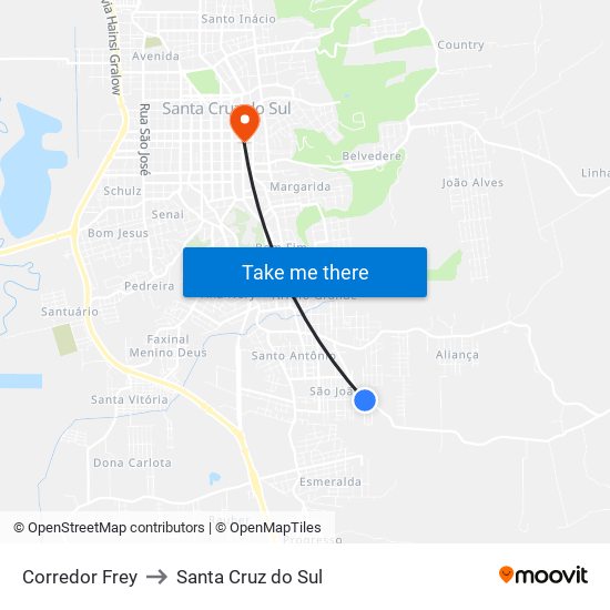 Corredor Frey to Santa Cruz do Sul map
