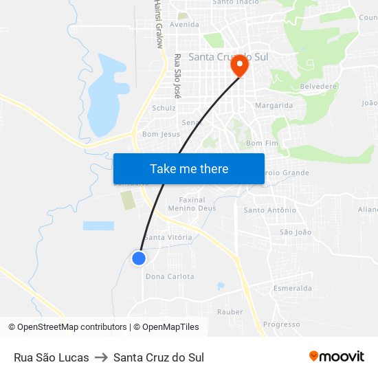 Rua São Lucas to Santa Cruz do Sul map