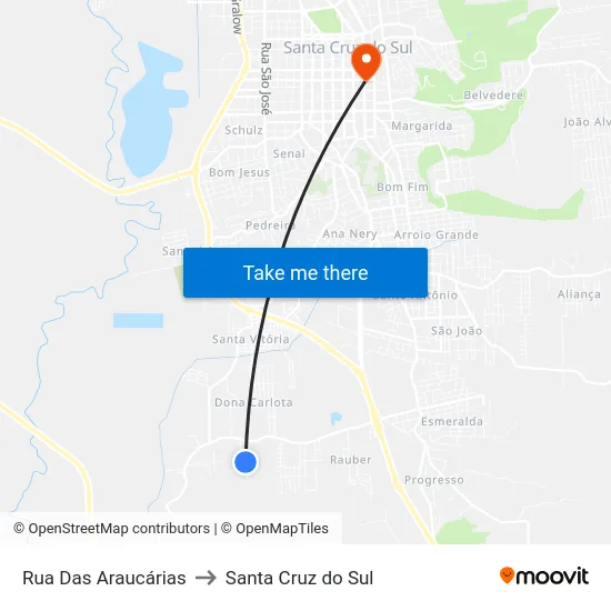 Rua Das Araucárias to Santa Cruz do Sul map