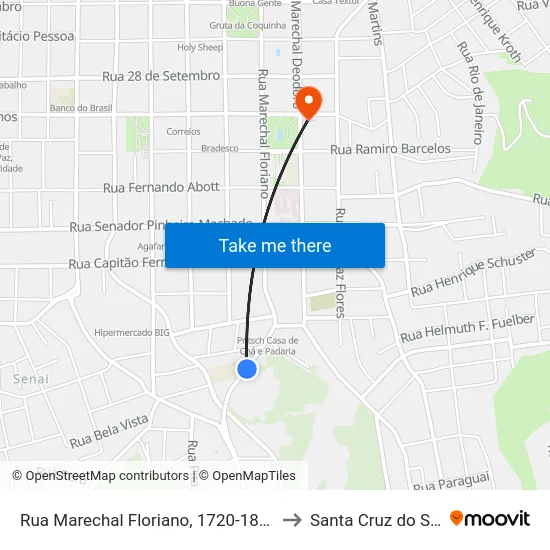 Rua Marechal Floriano, 1720-1840 to Santa Cruz do Sul map