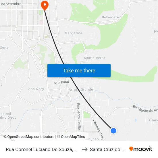 Rua Coronel Luciano De Souza, 165 to Santa Cruz do Sul map
