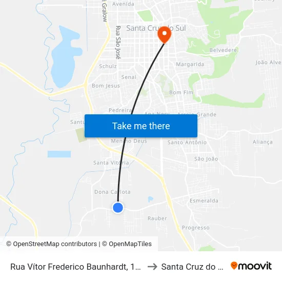 Rua Vítor Frederico Baunhardt, 1720 to Santa Cruz do Sul map