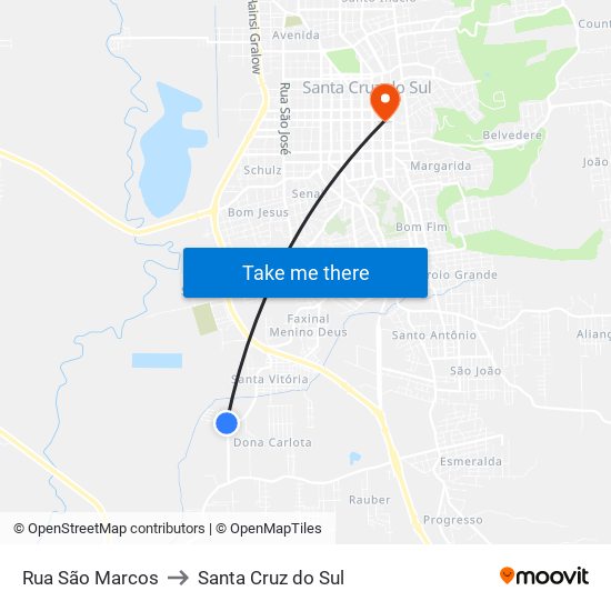 Rua São Marcos to Santa Cruz do Sul map