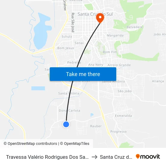 Travessa Valério Rodrigues Dos Santos, 200 to Santa Cruz do Sul map